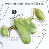 Icyme Natural Jade Gua Sha and Face Roller Set, Relieve Swelling Body Muscle Relaxing,Face,Jawline and Neck Massageself Care Gift for Men Women - Green