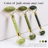 Icyme Natural Jade Gua Sha and Face Roller Set, Relieve Swelling Body Muscle Relaxing,Face,Jawline and Neck Massageself Care Gift for Men Women - Green